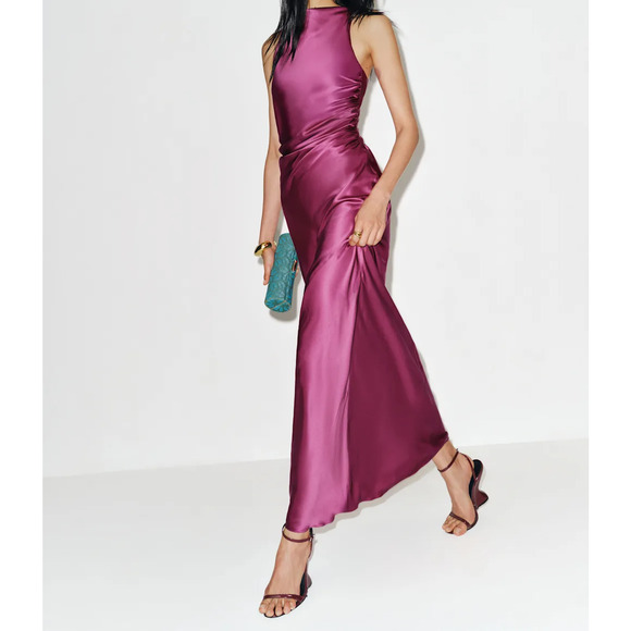 Reformation Anaiis Silk Dress Hibiscus Tea - Picture 12 of 12